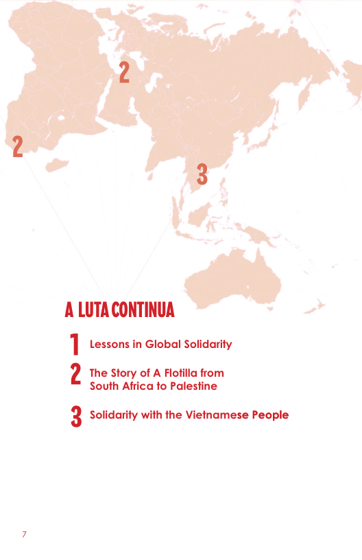A LUTACONTINUA  1 Lessons in Global Solidarity  z The Story of A Flotilla from South Africa fo Palestine  3 Solidarity with the Vietnamese People 